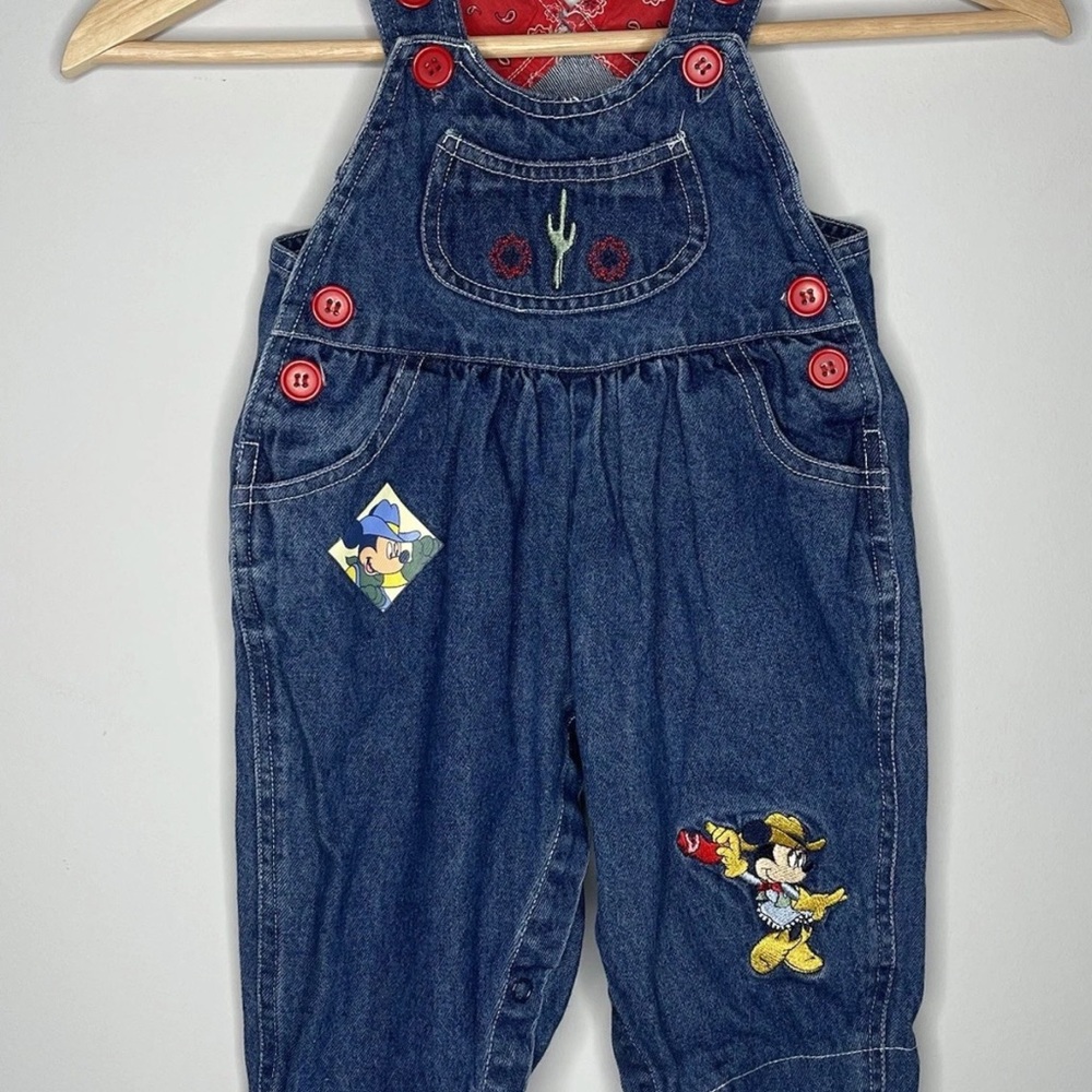 Disney‎ Blue Denim Overalls with Mickey Mouse Embroidery 6-9 months